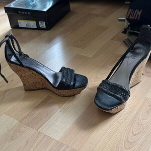 Guess  Black Wedge Sandals